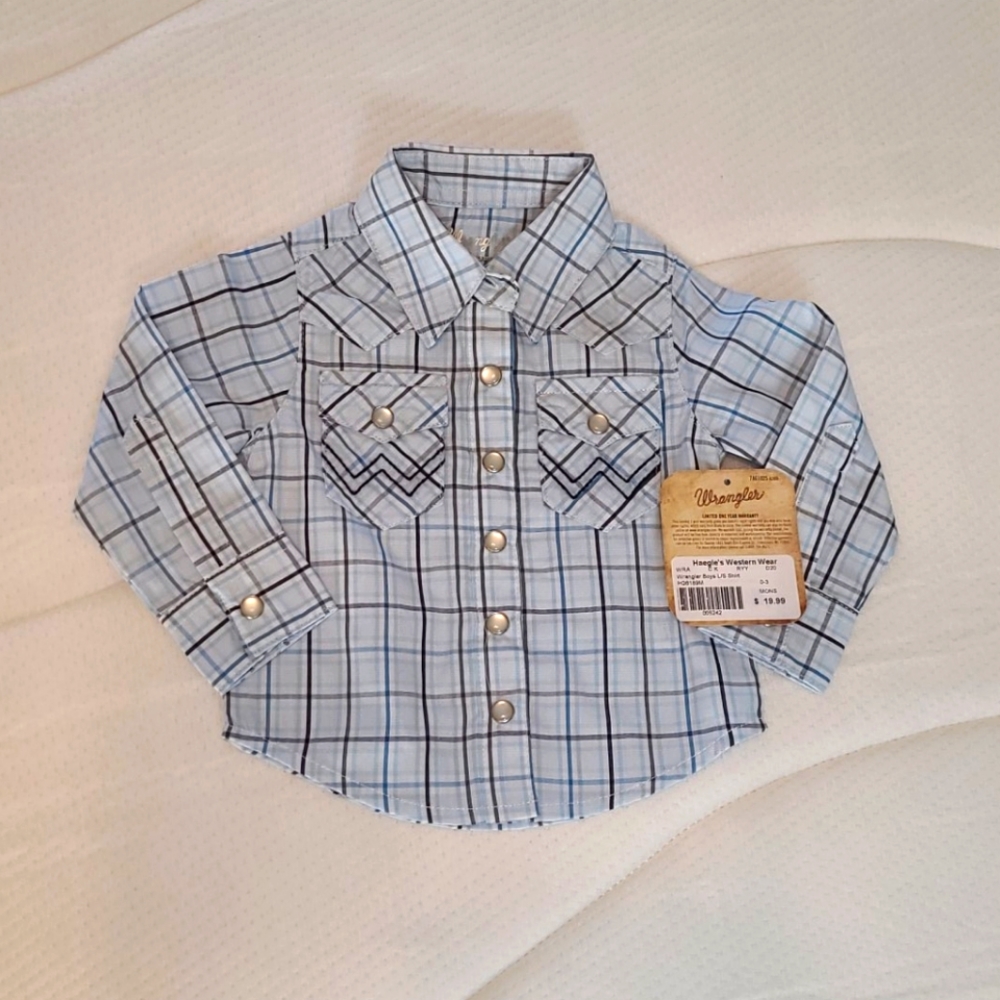 Baby boys Wrangler pearl snap button up